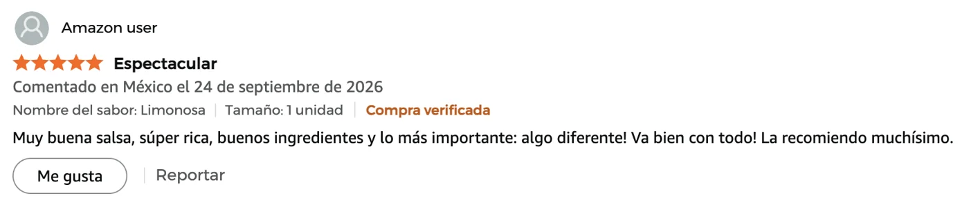 Reseña de cinco estrellas de La Viral en Amazon, compra verificada