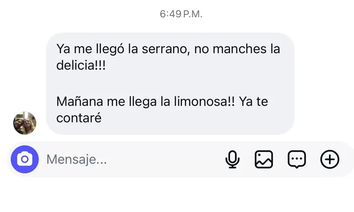 Mensaje de una clienta sobre La Viral